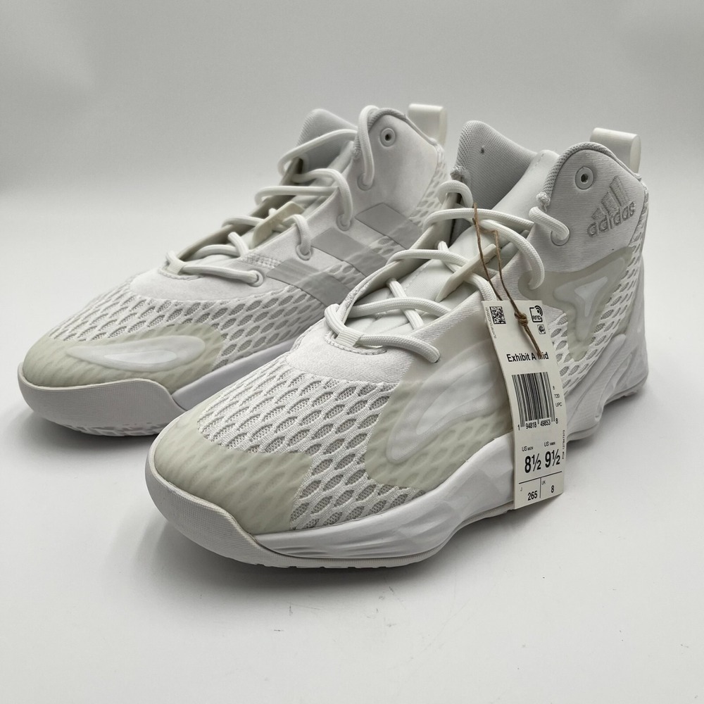 Adidas Exhibit A Mid Mens 8.5 White Crystal Basketball Shoes Sneakers NEW NIB - Picture 2 of 10